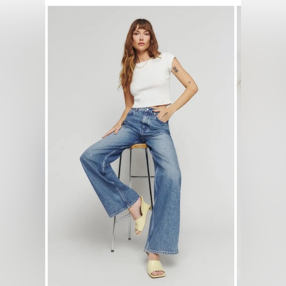 Reformation Cary Slouchy High Rise Wide Leg Jean in Colorado - Picture 2 of 12